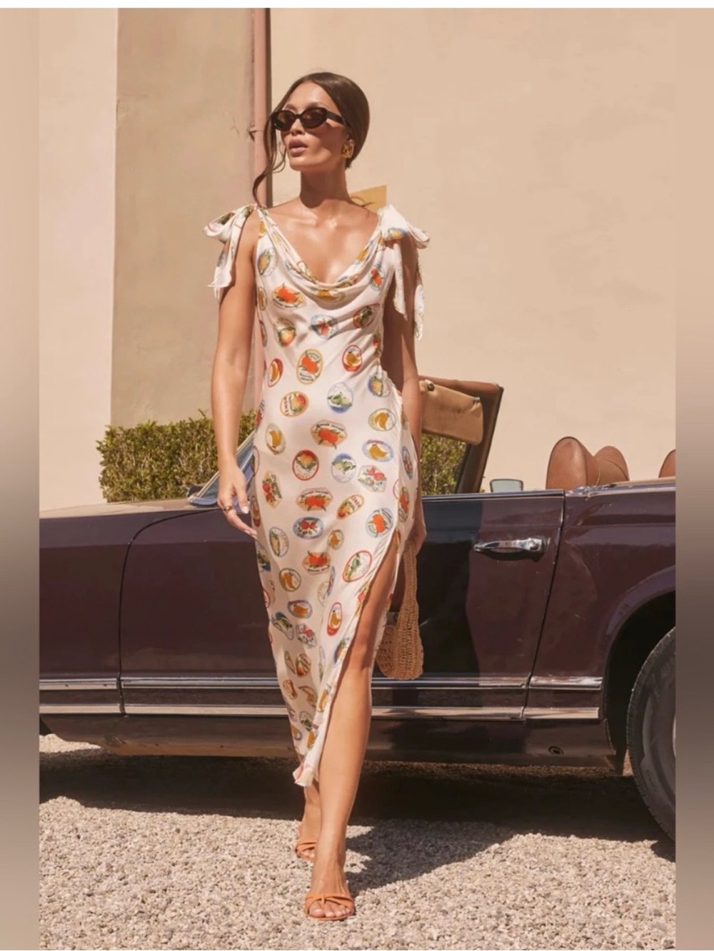 NWT ASTR Allexina Dress in Cream with Fruit Print, Size XS